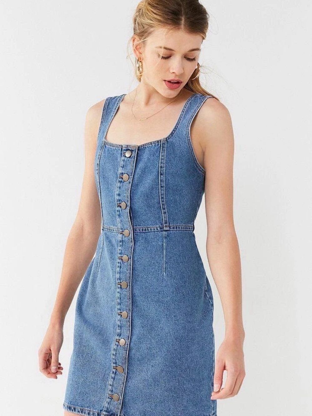 Urban Outfitters Women Button-down Denim Mini Dress size 4 100% Cotton